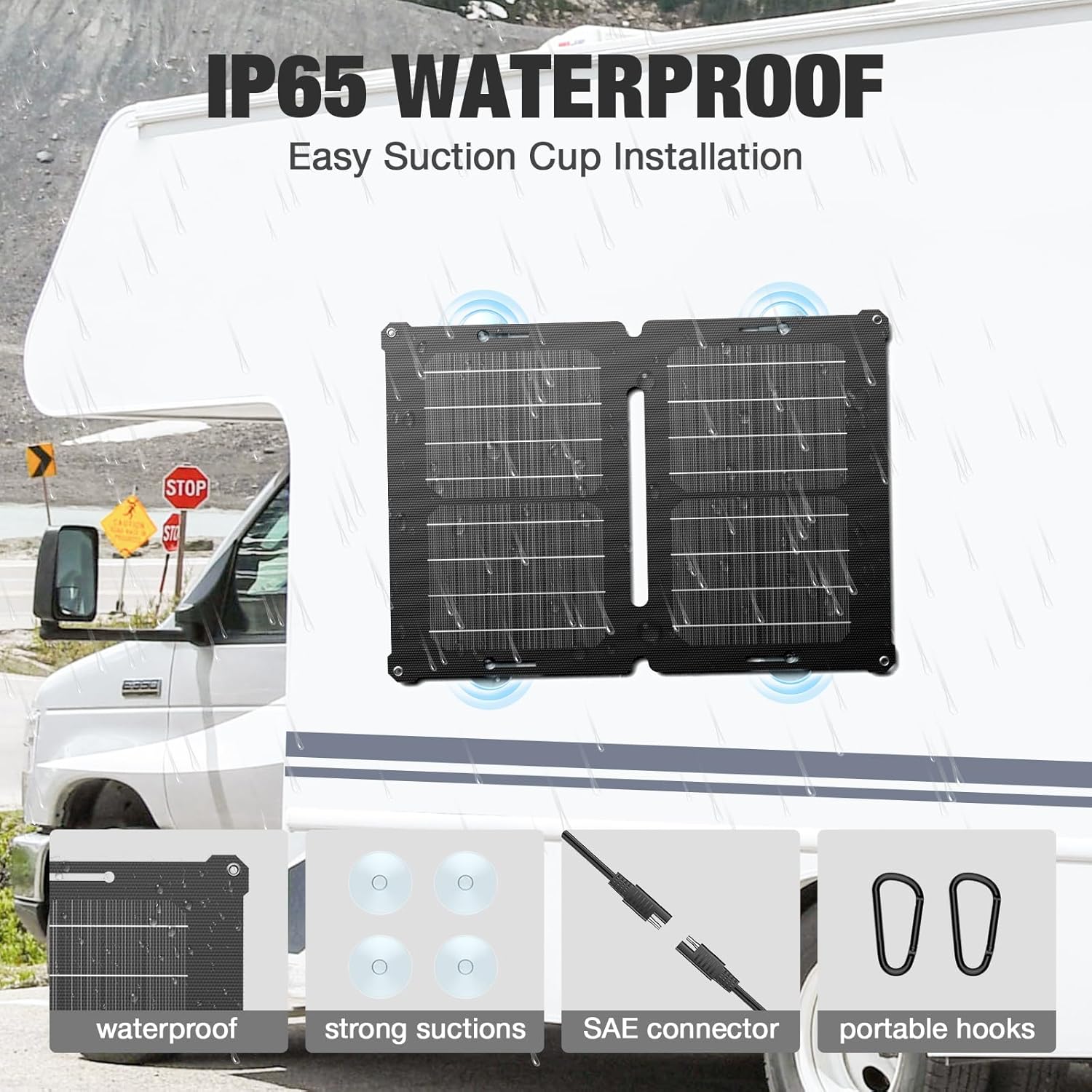 GRECELL 12V 25W Solar Battery Charger Maintainer, Portable Solar Panel Car Trickle Charger Waterproof 25 Watt Mono+ SAE Cables Kit for Truck Boat RV Motorcycle Truck Marine Vehicle Battery