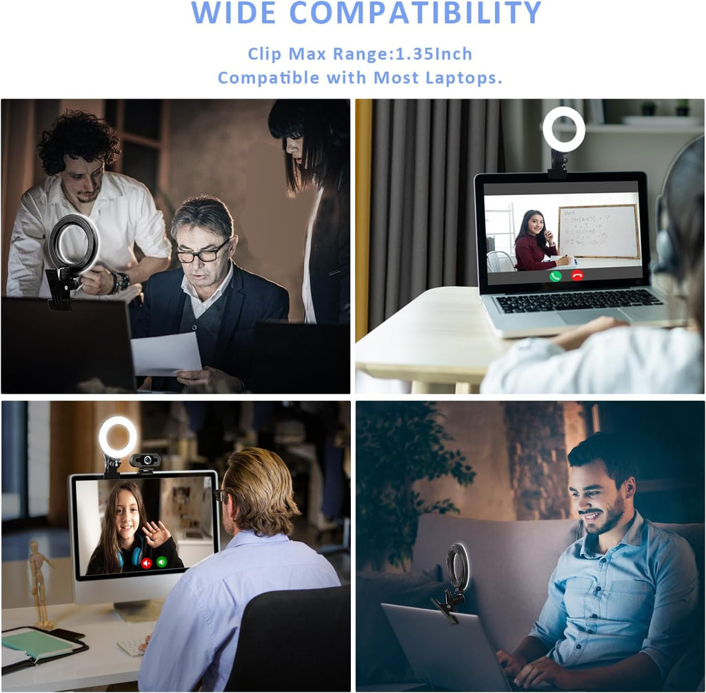 Video Conference Lighting Kit， Clip on Light Reading Lights， Ring Light, 360 ° Flexible Gooseneck Bed Night Light ，Computer Laptop Video Conferencing