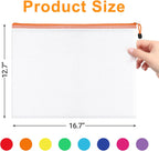 24pcs Mesh Zipper Pouch File Bags, Large Puzzle Storage Bags, A3 17x12 Inch Reusable Classroom Pouches for Organizing, 8 Colors
