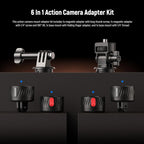 NEEWER GP-24 Action Camera Mount Accessories Kit for POV Shots, 4 in 1 ABS Magnetic Quick Release Mount with 1/4" Thread & Cleaning Cloth Compatible with GoPro DJI Osmo Action Insta360