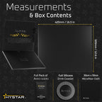 Hystar Aether Glass Gaming Mousepad | Micro-Etched Tempered Glass | Quiet, Ultra-Fast Glide | Full Anti-Slip Silicone Backing (Black, Large)