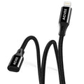 AGVEE 1ft Lightning Extension Cable, Braided Female to Male Extender Full Function Cord Compatible with iPhone iPad, Data Sync Video Audio & Charging Connector Adapter, Black