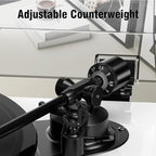 1 by ONE All-in-One Record Player with Wireless Input, High Fidelity Belt Drive Turntable with Built-in Speakers, Magnetic Cartridge AT-3600L, Built-in Preamp, Piano Lacquer White