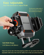 BRCOVAN Anti-Theft Phone Mount Holder with Vibration Dampener [Camera Friendly] [1s Lock & Release] with Aluminum Round Base & Medium Arm, for Car Boat Truck Motorcycle UTV, Fit 5.4-7.2'' Smartphones