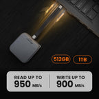 MMOMENT 512GB Magnetic External Portable SSD – 950MB/s Read – for ProRes 4K – Phone SSD Compatible with MagSafe, USB-C, USB-A, iPhone 15/16, Mac, PC (MU P100)