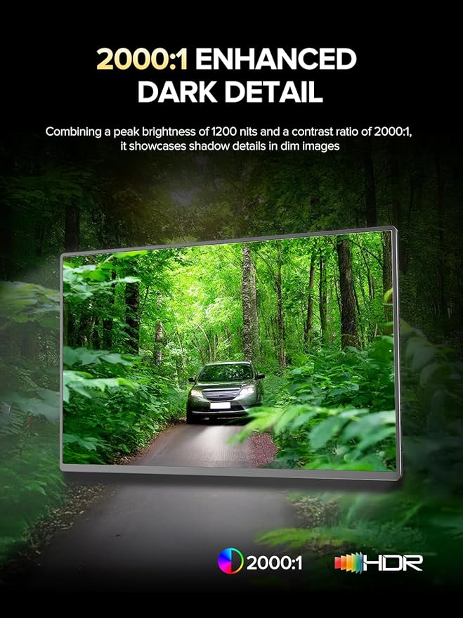 UPERFECT Portable Monitor 4K 16" | 1200 Nits Laptop Monitor | 3840 * 2400 UHD | 1MS FreeSync 2000:1 Contrast | USB-C & HDMI | VESA & Smart Case | Travel Screen for Computer, Mini PC, Game Consoles