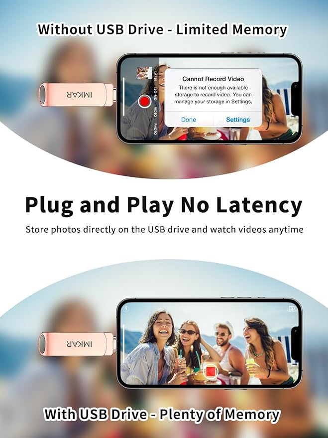 MFi Certified 512GB Flash Drive for iPhone iPad, IMKAR Memory Stick Storage for Photos Videos, Compatible with iPhone iPad Android and PC, Plug and Play No Application Required (Rose Gold)