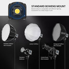 GVM 80W LED Video Light with Lantern Softbox and Tripod Stand Kit, Bi-Color 2700K-7500K 12 Scenes CRI97+ Bowens Mount Studio Light, APP Control COB Continuous Output Lighting for Video Recording