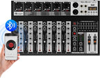 Professional Audio Mixer,6 Channel Audio Interface Sound Board Mixing Console System with Monitor,16 DSP DJ Bluetooth Mixer Reverb Effect +48V Phantom For Karaoke Studio Streaming Recording