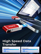 Gulloe 256GB Flash Drive Intended for iPhone, Memory Stick Storage for Photos and Videos Backup, Compatible with iPhone iPad Android PC, Plug and Play, No Application Required (Red)