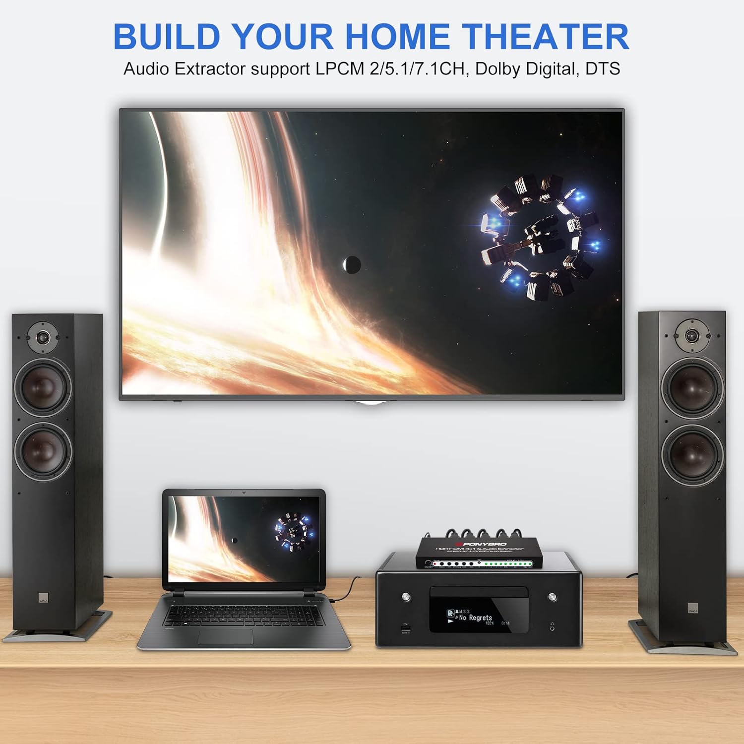 HDMI 2.0 Switch 4 Port with Audio Extractor – 4K@60Hz HDR10, Optical/AUX/ARC Audio Output, Auto-Switching for PS5/Xbox/Soundbar, Dolby Digital & DTS Support, Remote Included.