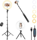 UEGOGO 10'' Ring Light with 72'' Tripod Stand, Dimmable LED Ringlight for Live Stream, Photography, Makeup, Video Recording
