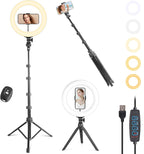 UEGOGO 10'' Ring Light with 72'' Tripod Stand, Dimmable LED Ringlight for Live Stream, Photography, Makeup, Video Recording