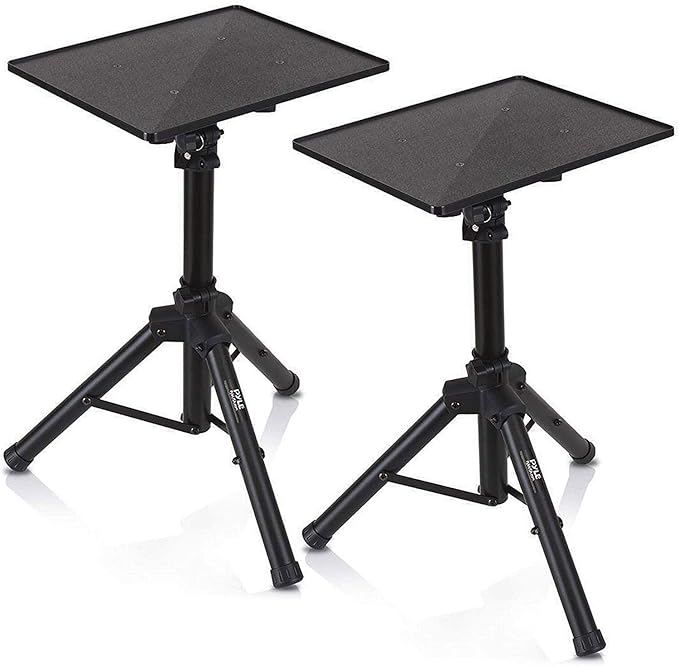 Pyle Laptop Projector Tripod Stand - 2 Pcs Computer, Book, DJ Equipment Holder Mount Height Adjustable Up to 52 Inches w/ 20'' x 16'' Plate Size - Perfect for Stage or Studio Use - Pyle PLPTS4X2