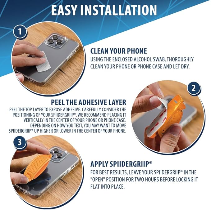 360 Rotating Phone Grip - Phone Holder for Hand - Phone Grips for Back of Phone & Pop Cell Phone Accessories for iPhone, Smartphones & Kindle Tablets (Orange)