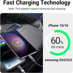 Temdan 4 Pack Lightning to USB C Adapter for iPhone 15/16 Pro/16 Pro Max/Plus,Samsung S25/S24,USB C Charger Connector Cable,for iPhone 16/15 Charger,16/15 Accessories - Black(Not for Audio/OTG)