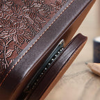 Fanousy 360° Rotating Remote Control Holder, PU Leather TV Remote Caddy Organizer Basket Storage Box with 5 Compartments for Pen, Pencil, Art Supplies, Makeup Brush, Office Desk Table Accessories