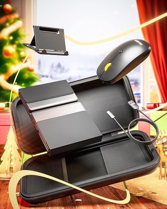 Foldable Keyboard and Mouse, Samsers Folding Bluetooth Keyboard Combo, 2.4G + BT5.0 x 2, Full-Size Portable Travel Keyboard & USB-C Rechargeable Wireless Mouse for Windows Android iOS Mac OS