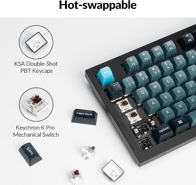 Keychron Q5 Pro Wireless QMK/VIA Mechanical Keyboard, 96% Layout Programmable Knob Full Aluminum Double-Gasket Design, Hot-swappable K Pro Brown Switch for Mac Windows Linux - Black