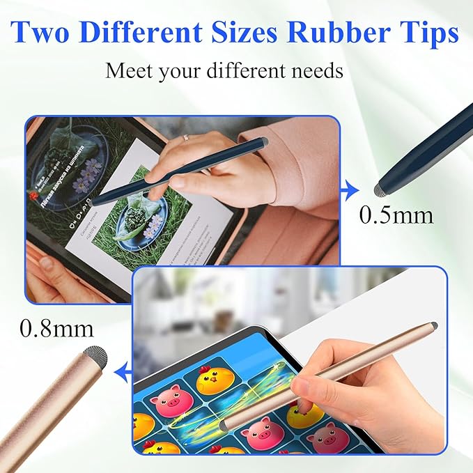 2-in-1 Stylus Pen for Touchscreen with Magnetic, Kenkor 2PCS Tablet Pencil for Apple iPad/Air/Mini/Pro/iPhone/Android/Huawei/Cellphone/Samsung/Galaxy All Universal Touch Screen Devices (Black/Gold)