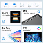 InnoView 23.8" FHD 100Hz Dual Monitor Built-in Speakers 315°Adjustable 100% sRGB Double Monitor Extendrer for Windows Mac w/HDMI Type-C Work Office Triple Monitors