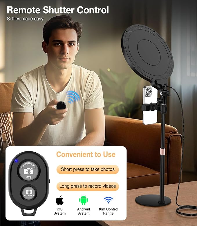 MoKo Desk Ring Light with Stand and Phone Holder, 10" Full-Screen LED Ring Light for Desk, Dimmable Zoom Lighting for Computer, Desk Light for Video Calls,Video Recording,Live Streaming,TikTok,Makeup