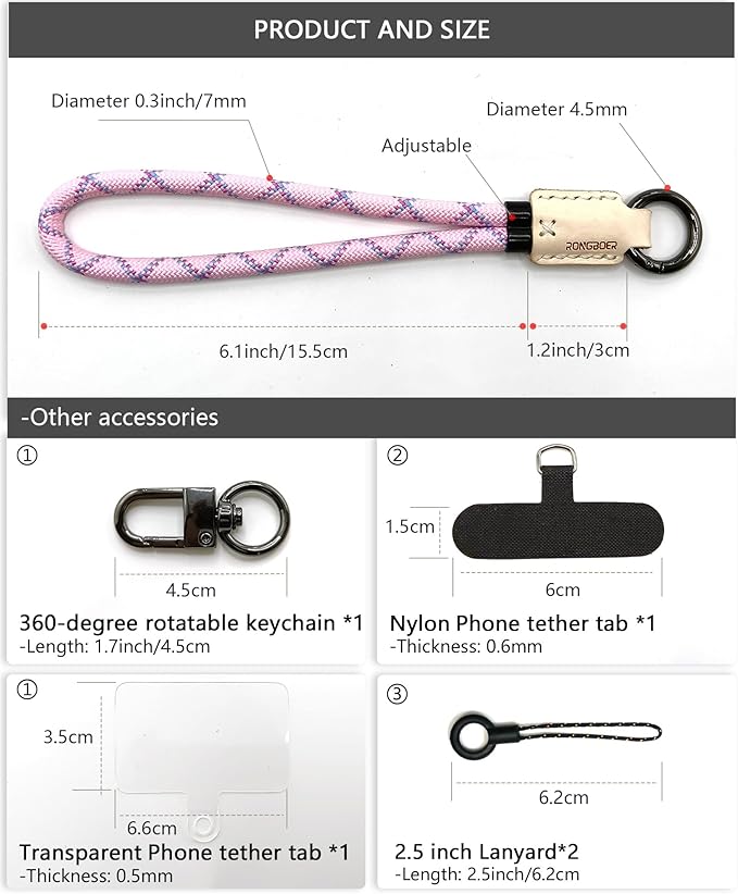 Handmade Cowhide Leather Phone Wrist Strap,Universal Adjustable Key Lanyard,Stylish Wristlet Keychains for Women&Men