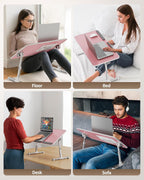 Laptop Desk for Bed with Cooling Fan, SAIJI Height & Angle Adjustable Laptop Stand for Bed, Lap Desk Tray Table, Lightweight Foldable Portable Computer Table