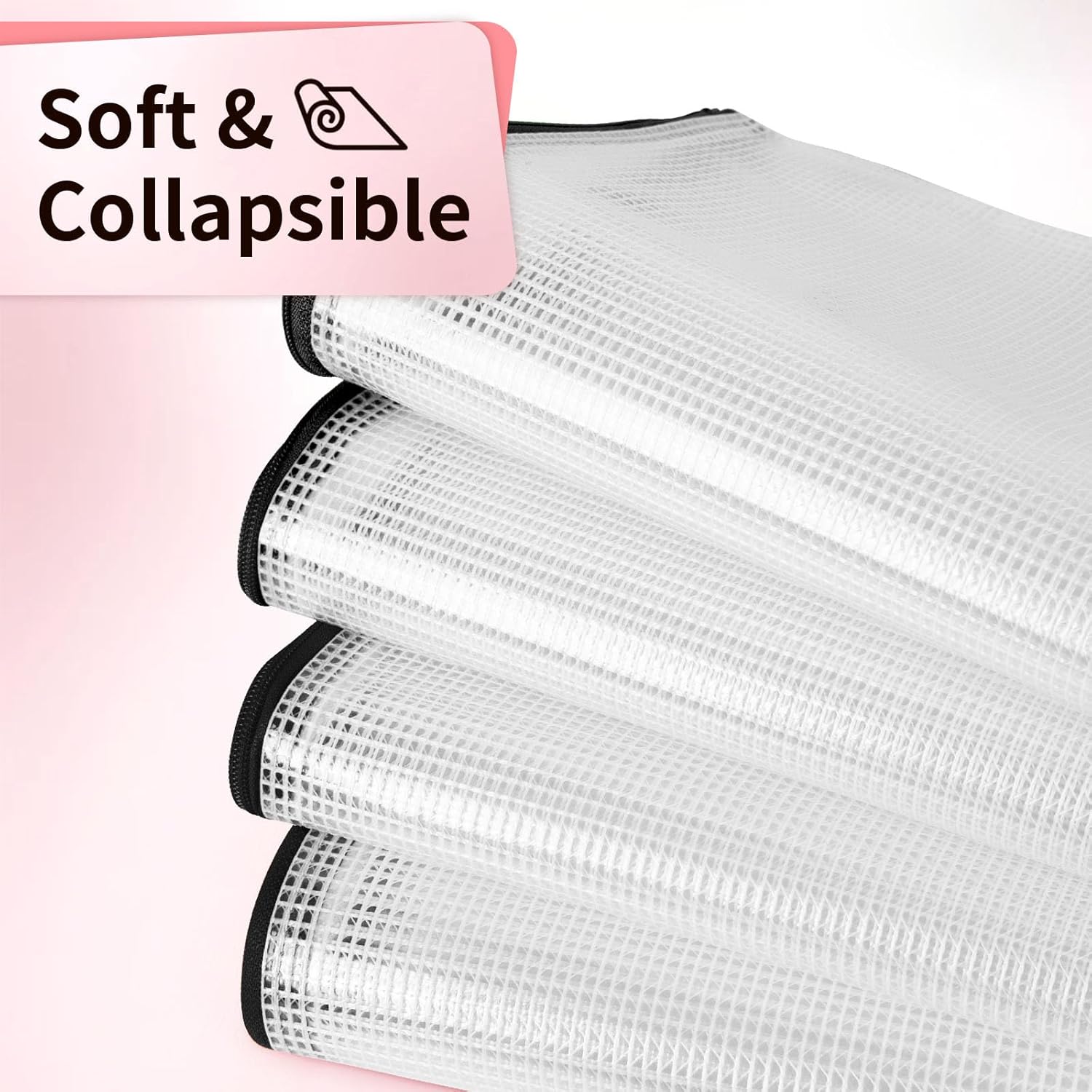 Umriox Zipper Bags, 6 Assorted Size (Black, 12 Packs), Project Bags for Cross Stitch, Mesh Zipper Pouch for Office Supplies Travel Accessories and Board Games Storage