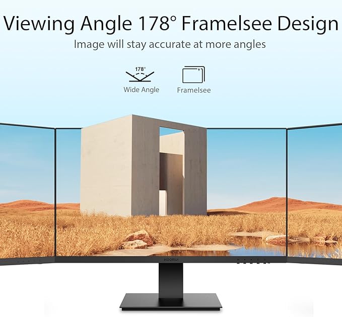 KOORUI Monitor 27 Inch 1080p PC Monitor 3000:1 Contrast Ratio with HDMI VGA for Office and Home, 99% SRGB, Frameless, Eye Care, Tilt Adjustment, VESA Mountable, Black