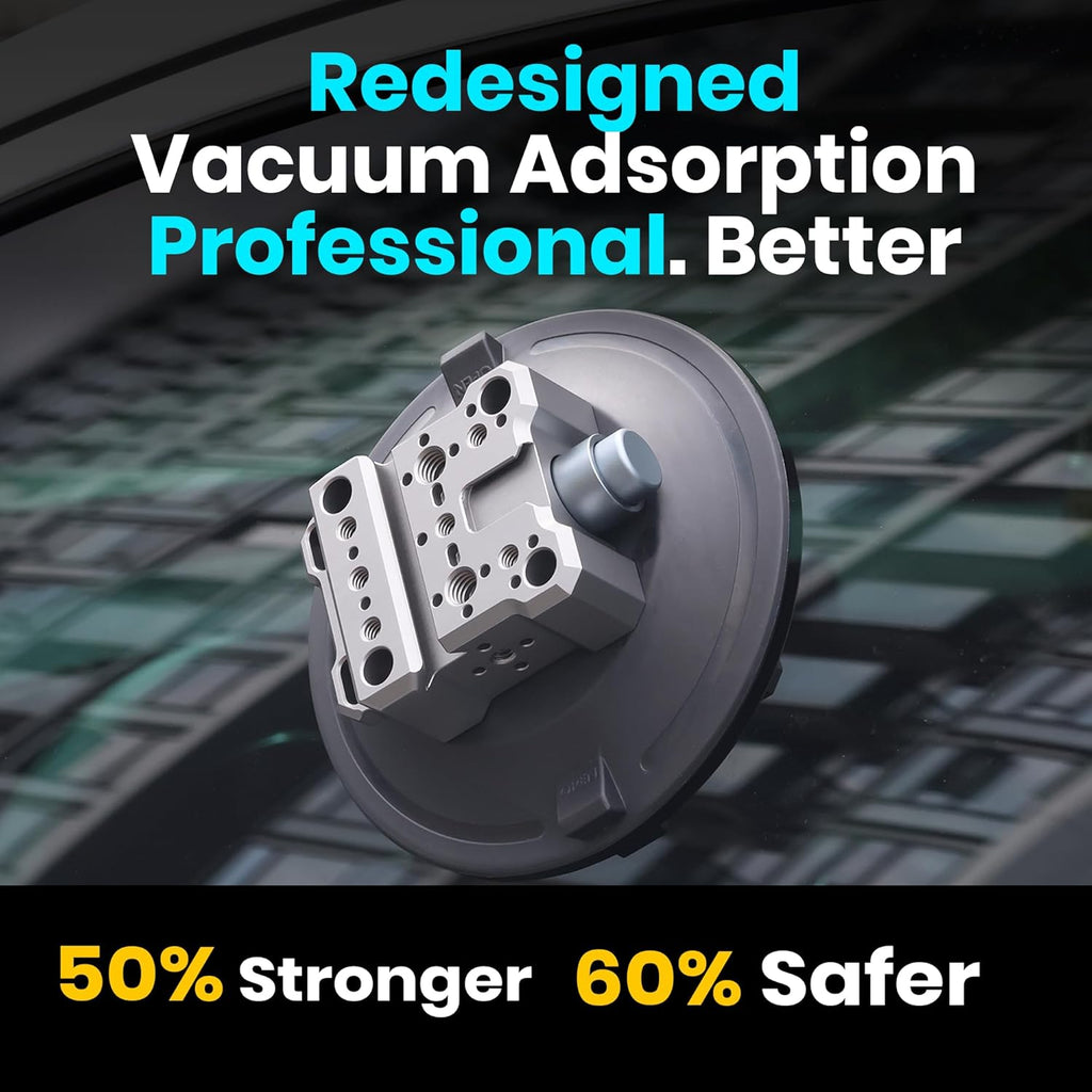 6" Suction Cup Camera Mount – Ultimate Car Camera Mount with Cold Shoe, NATO Rail, and Threaded Holes for Cameras, Action Cameras, Phones (6")