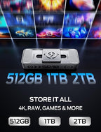 MOVE SPEED 512GB High-Speed 1050MB/s Read Pro Solid State Drives - Dual Ports USB 3.2 +Type C for Mac iOS Android Creators & Photographers