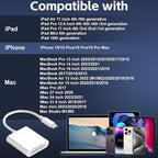 SD Card Reader for iPhone 15/16/iPad/MacBook - USBC Dual Port Memory Card Reader Adapter, Compatible with Canon/Nikon/Sony/Kodak Digital Cameras, SD/MicroSD, Plug & Play (No App Required)