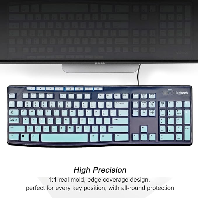 Keyboard Cover Silicone for Logitech K200 K260 K270, Keyboard Cover for Logitech K200 K260 K270 Ergonomic Wireless Keyboards, MK200 MK260 Keyboard Skin Waterproof Dustproof (Mint Green)