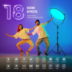 NEEWER 18" RGB LED Round Panel Video Light with APP Control, 65W 6000Lux/0.5m 2500K-8500K RGBCW Photography Studio Lighting /18 Scenes/V Battery Powered for Outdoor Filming Recording Streaming, GR18C