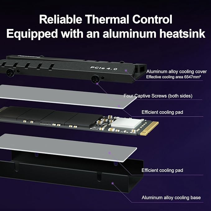 500GB PS5 SSD with Heatsink PCIe Gen4 NVMe M.2 Gaming SSD, 7400MB/s Read, 1GB DRAM Cache, 3D TLC | Internal Solid State Drive Compatible with PS5 & PC(EN855)