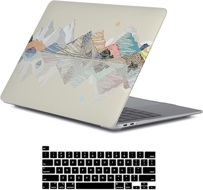 LanBaiLan Compatible for MacBook Pro 13 inch with Touch Bar 2022 2020 2019 2018 2017 2016 M1 M2 A2338 A2289 A2251 A2159 A1989 A1706 A1708, Laptop Protect Shell Case & Keyboard Cover, Mountain