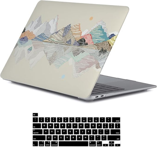 LanBaiLan Compatible for MacBook Pro 13 inch with Touch Bar 2022 2020 2019 2018 2017 2016 M1 M2 A2338 A2289 A2251 A2159 A1989 A1706 A1708, Laptop Protect Shell Case & Keyboard Cover, Mountain