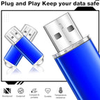 Hoteam 50 Pack USB 2.0 Flash Drives Bulk Blue Portable Thumb Drive with Hat USB Sticks Bulk with 50 Pcs Lanyards for Data Storage File Sharing Commercial Gift(2GB)