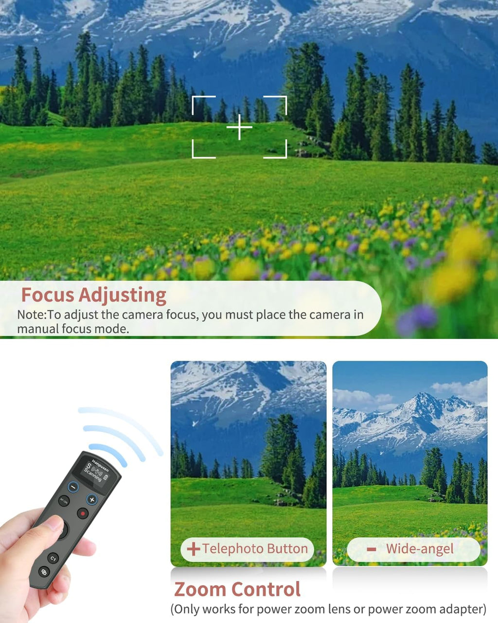 for Sony Camera Remote Control, Hanpusen Rechargeable Wireless Shutter Release with OLED Screen for ZV-E10/ZV-1/A7 III/A7 IV/ZV-1F/A6400/A6700/A6600/A6100/ZV-E1/FX30/A7C II/FX3, Replace RMT-P1BT