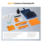 K&F CONCEPT Professional Lens Cleaning Kit for DSLR & Mirrorless Cameras with APS-C/Full-Frame Sensor Cleaning Swabs/Lens Cleaner/Gloves/Camera Blower/Lens Pen Brush/Microfiber Cloths/Carrying Case
