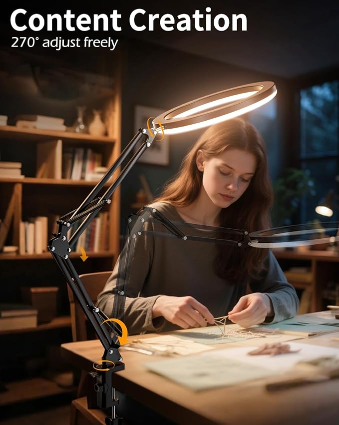 UBeesize 12’’ Ring Light with Overhead Phone Mount, LED Selfie Light with Stand and Phone Holder for iPhone and Laptop, Desk Light for Video Recording, Zoom Meeting, Live Streaming, Tiktok, YouTube