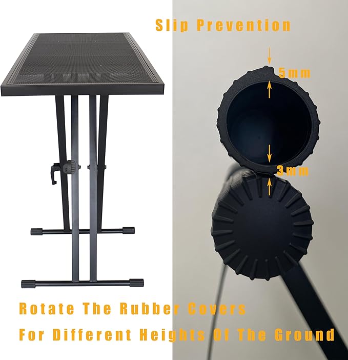 Portable DJ Table Stand DJ Controller Stand DJ Desk DJ Booth Adjustable Height DJ Stand For Laptop/Synth DJ Mixer Stand with Braced Keyboard Stand w/35” x 17.3” Table Top and Travel Bag