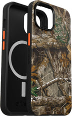 OtterBox iPhone 16e, 15, 14, & 13 Symmetry Series Case - Realtree Edge (Orange/Camo), Snaps to MagSafe, Ultra-Sleek, Raised Edges Protect Camera & Screen