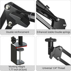 10" LED Ring Light with Overhead Phone Stand, CRI≥95 1200lm Dimmable Lighting, Adjustable Metal Arm with Remote & Phone Holder, for Streaming, Makeup, Zoom Calls, Photography