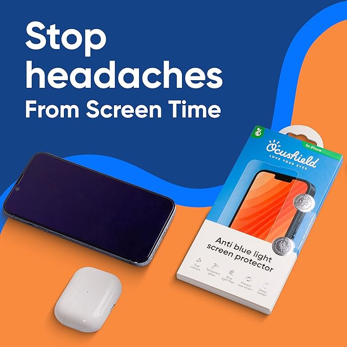 Ocushield Anti Blue Light Tempered Glass Screen Protector for iPhone 16 Pro (6.3") - Protect Your Eyes, Reduce Migraines & Improve Sleep