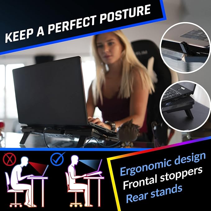 KLIM Wind Laptop Cooling Pad - More Than 500,000 Units Sold - New Version - Powerful Rapid Action Laptop Cooler - Laptop Stand with 4 Cooling Fans - 2 USB Ports - PC Mac PS5 PS4 Xbox One - Diamond