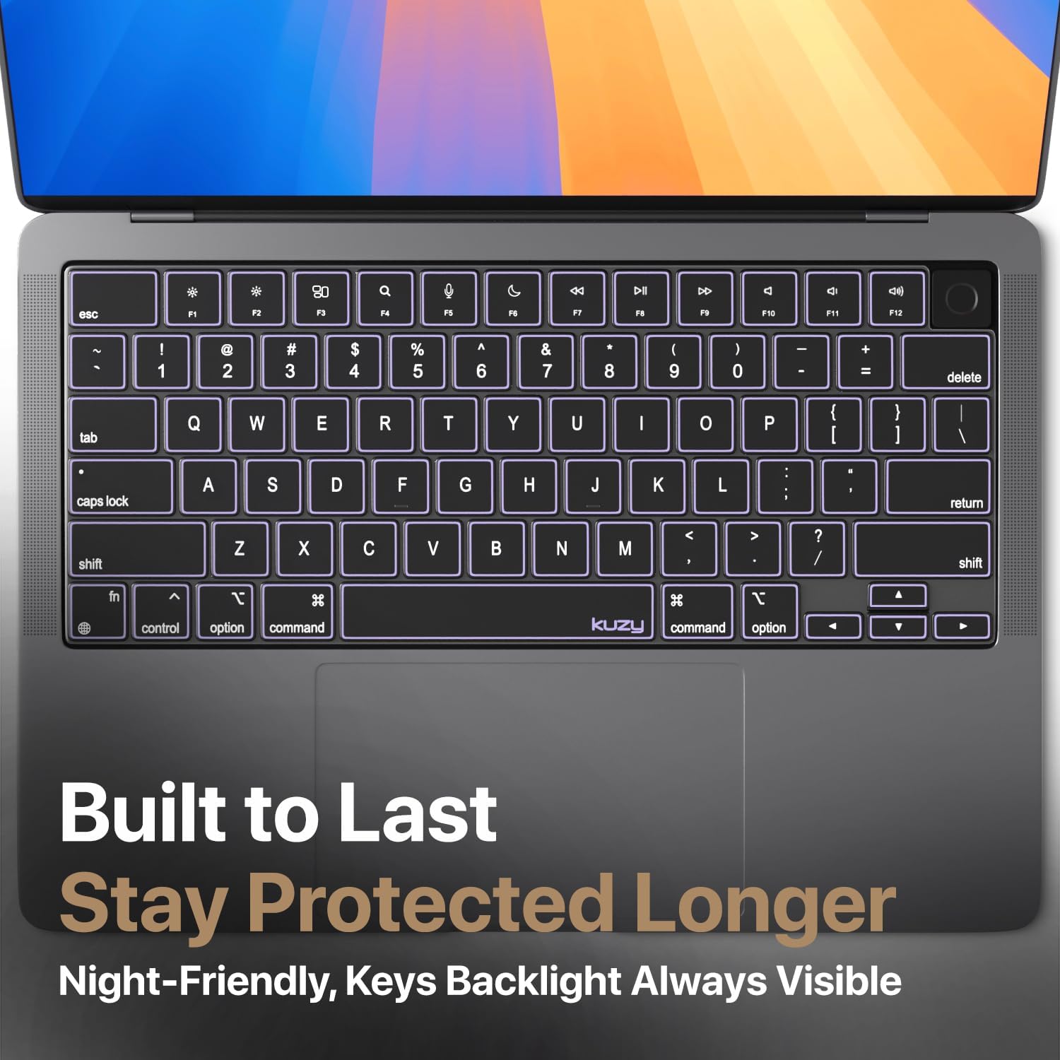 Kuzy Purple Premium MacBook Pro 14 inch Keyboard Cover M4 16" 2025 2024 2023 M3 M2 M1 Pro Max - MacBook Air 13 inch Keyboard Cover 15" M4 - A3240 A3241 A3401 A3403 A3114 A3113 - US Layout TPU, Purple