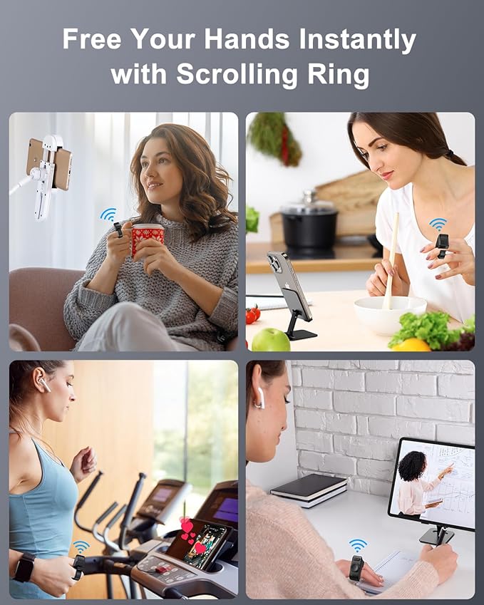 TikTok Scrolling Ring Remote Control, Camera Shutter Remote, Wireless Bluetooth Scrolling Ring for iPhone, iPad, iOS, Android - Black