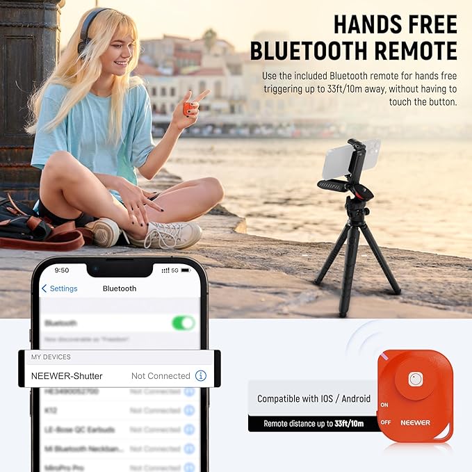 NEEWER Mini Flexible Tripod for iPhone & Camera with Remote/Handle/Phone Holder/Action Camera Adapter, Portable Pocket Desk Tripod for Travel Vlogging Compatible with iPhone GoPro Samsung, TP36